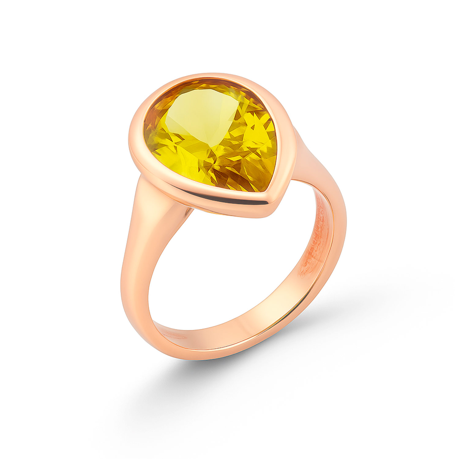 Damenring aus 585 Rotgold mit Lemon-Quarz