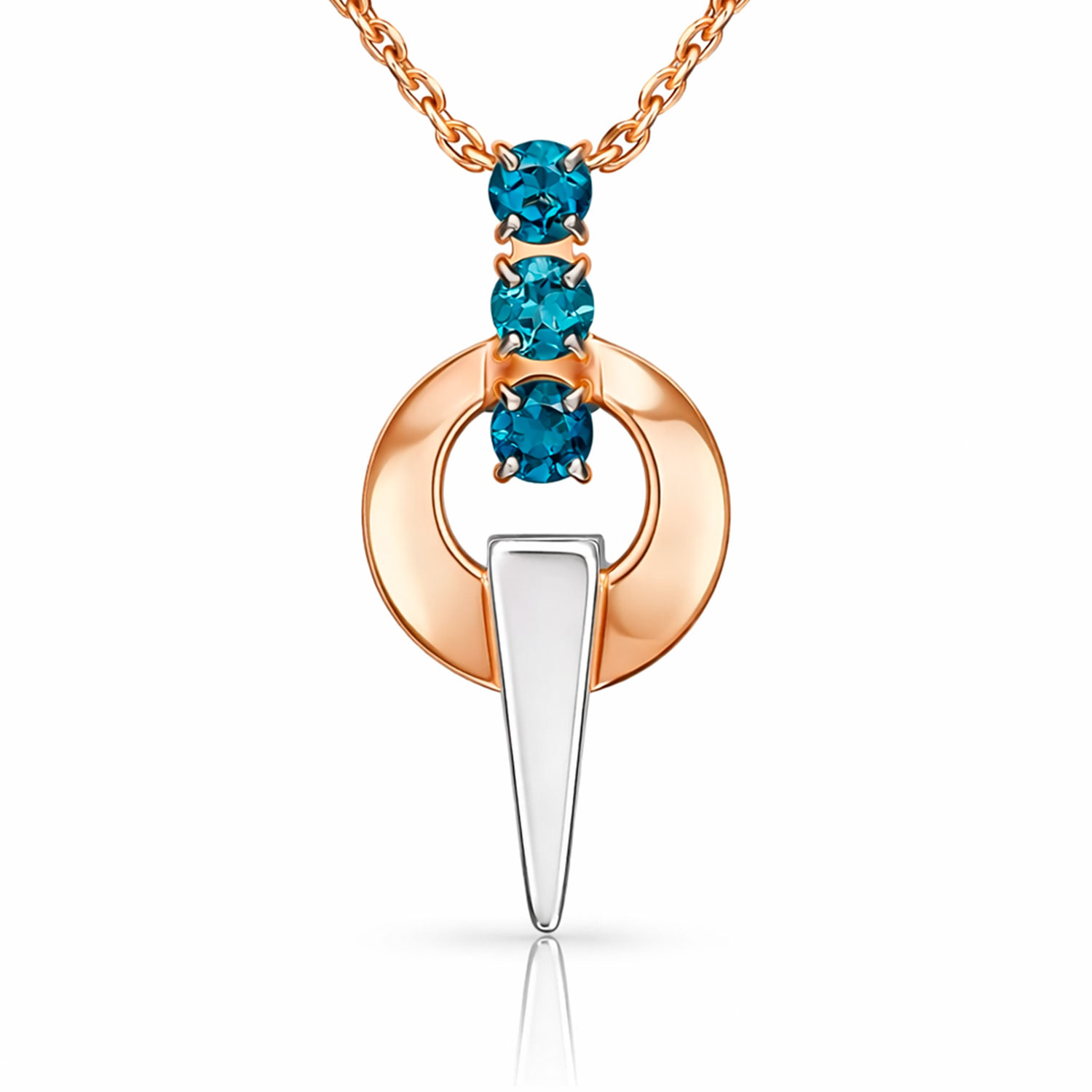 Anhänger aus 585 er Rot-/Weißgold mit Topasen, Höhe ca. 24 mm