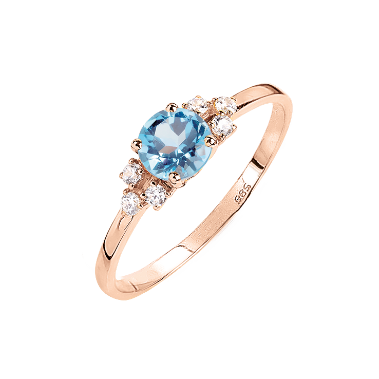 Damenring aus 585 Rotgold mit Topas und Zirkonia