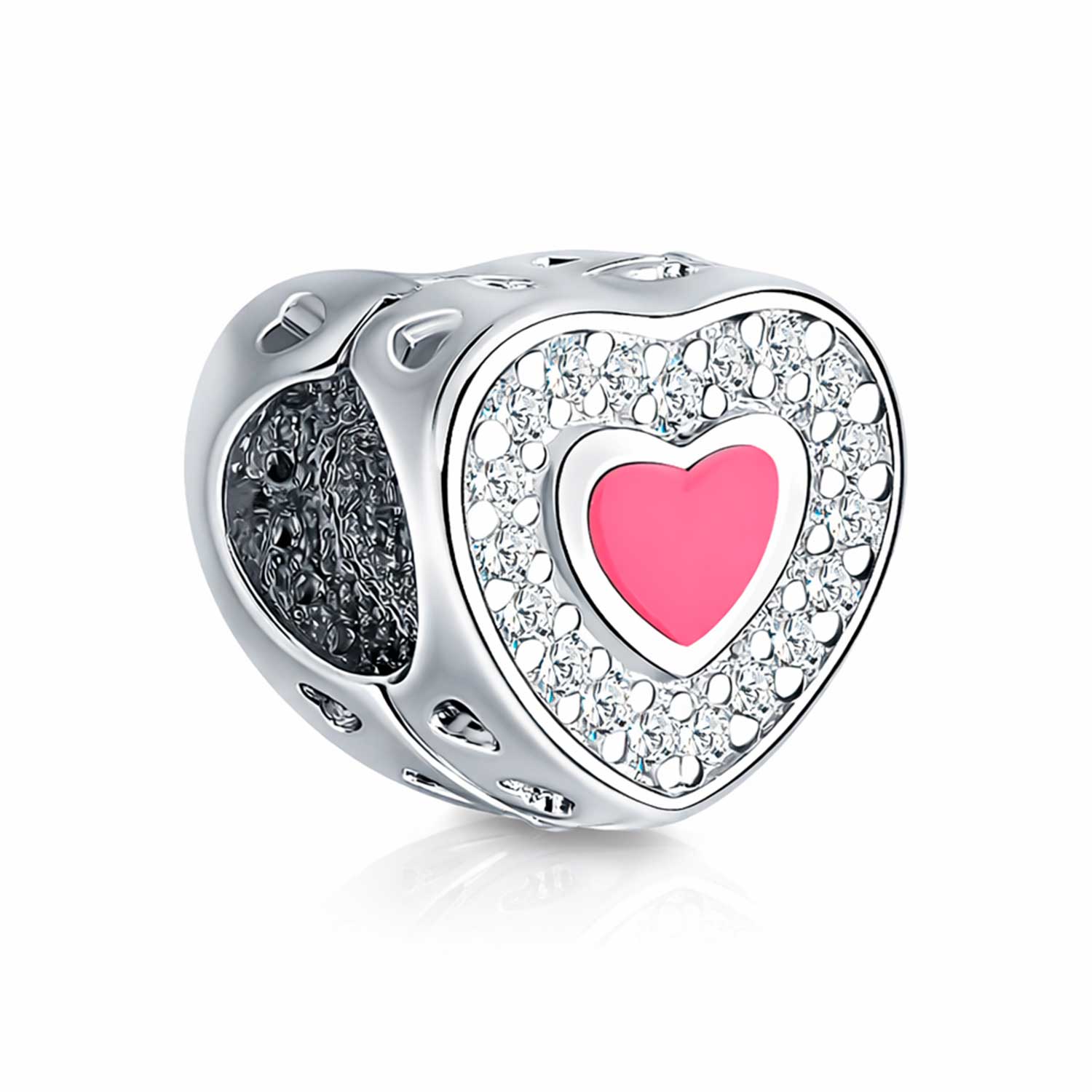 Sokolov Bead-Anhänger Herz aus 925 Silber mit Zirkonia und Emaille