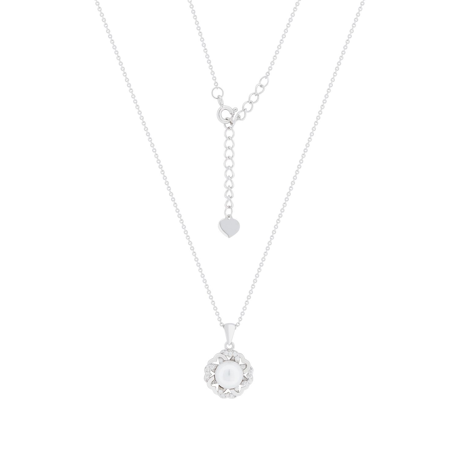 Collier aus 925 Silber mit einem Anhänger aus Perle und Zirkonia