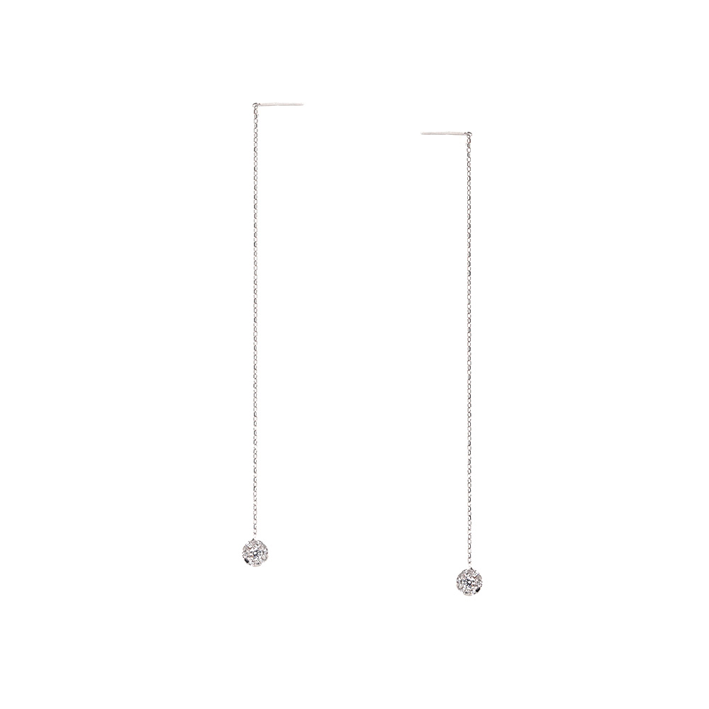Durchzieher Ohrringe aus 925 Silber mit Zirkoniasteinen in Blumenform
