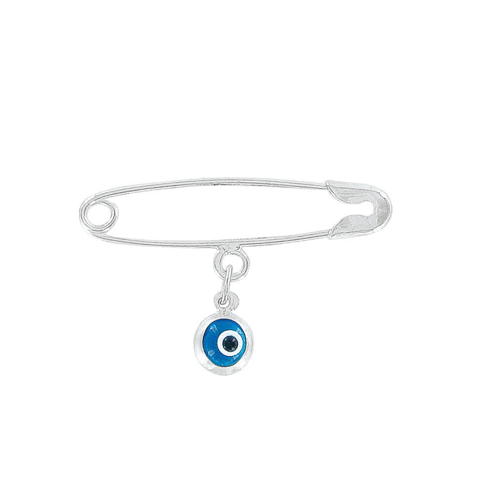 Attraktive Brosche mit Anhänger - Fatimas Auge vor dem bösen Blick, Silber 925, Länge ca. 31 mm