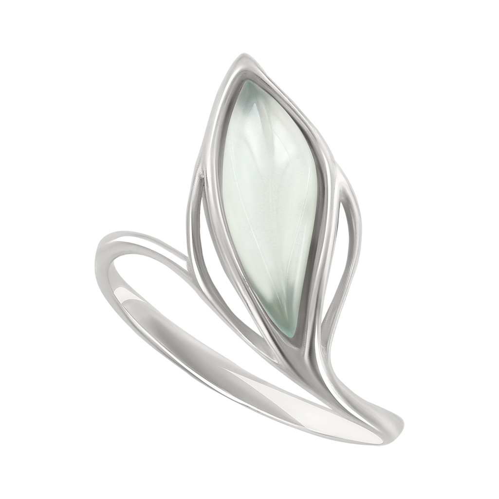 Anmutiger Damenring aus 925er Silber mit  Achat aqua