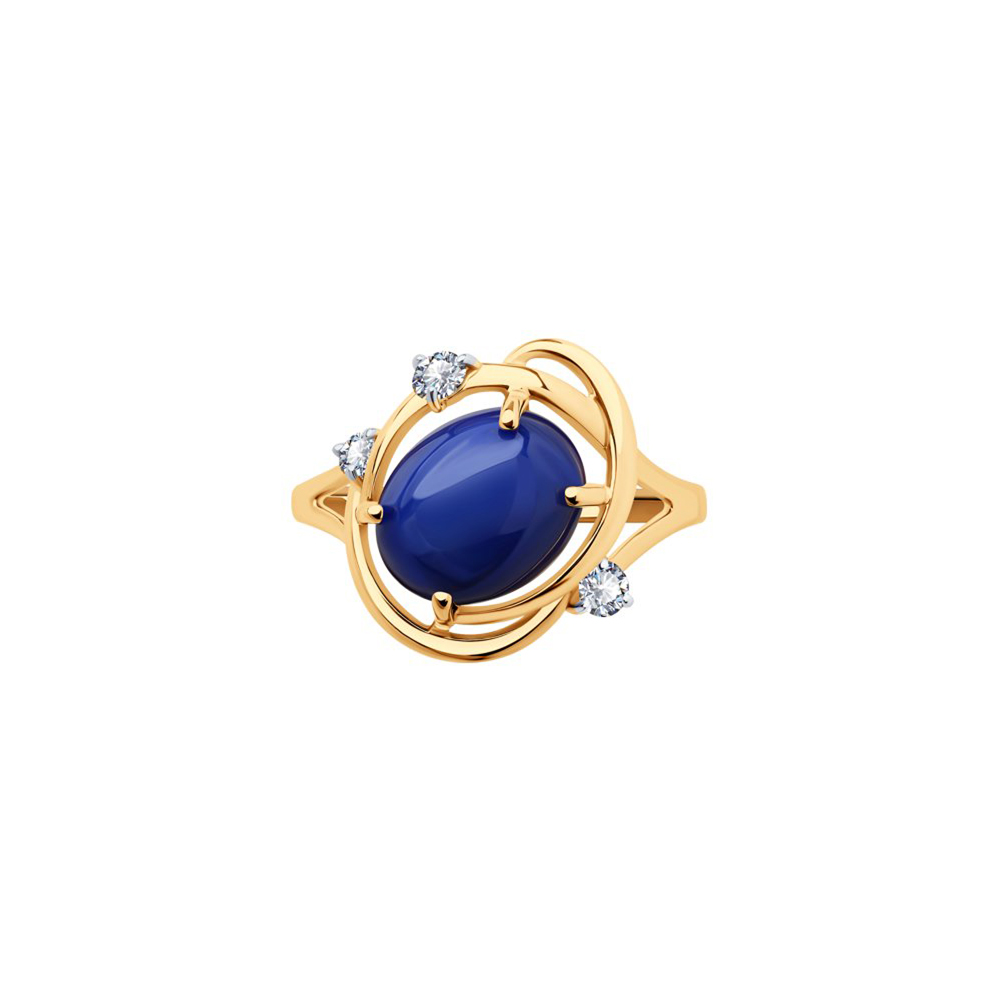 Sokolov Damenring aus 585 Rotgold mit Saphir und Zirkonia