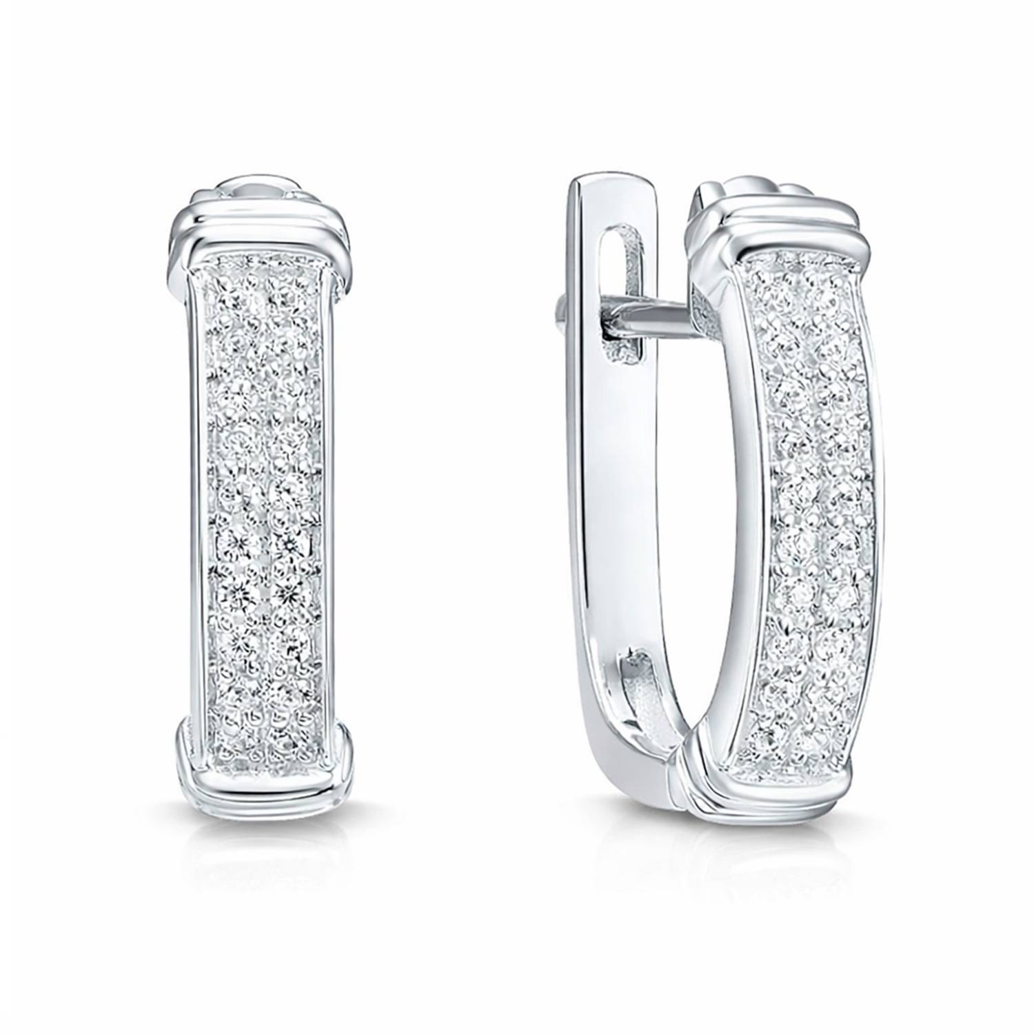 Sokolov Ohrringe aus 925 Silber mit Zirkonia 2-reihig