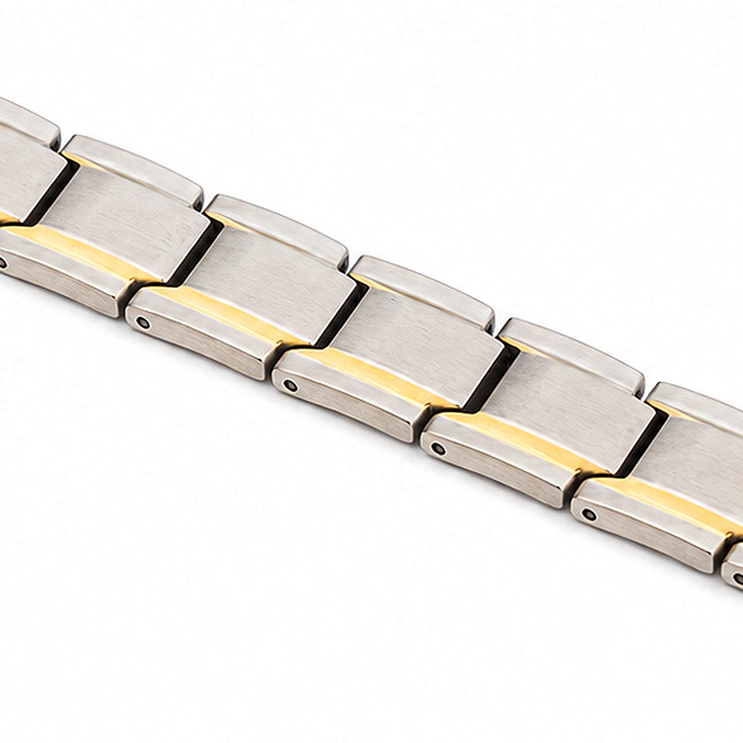 1+1 Set: 2 x Vivalette Bioenergetisches Magnetarmband aus Edelstahl mit 18K Goldakzenten