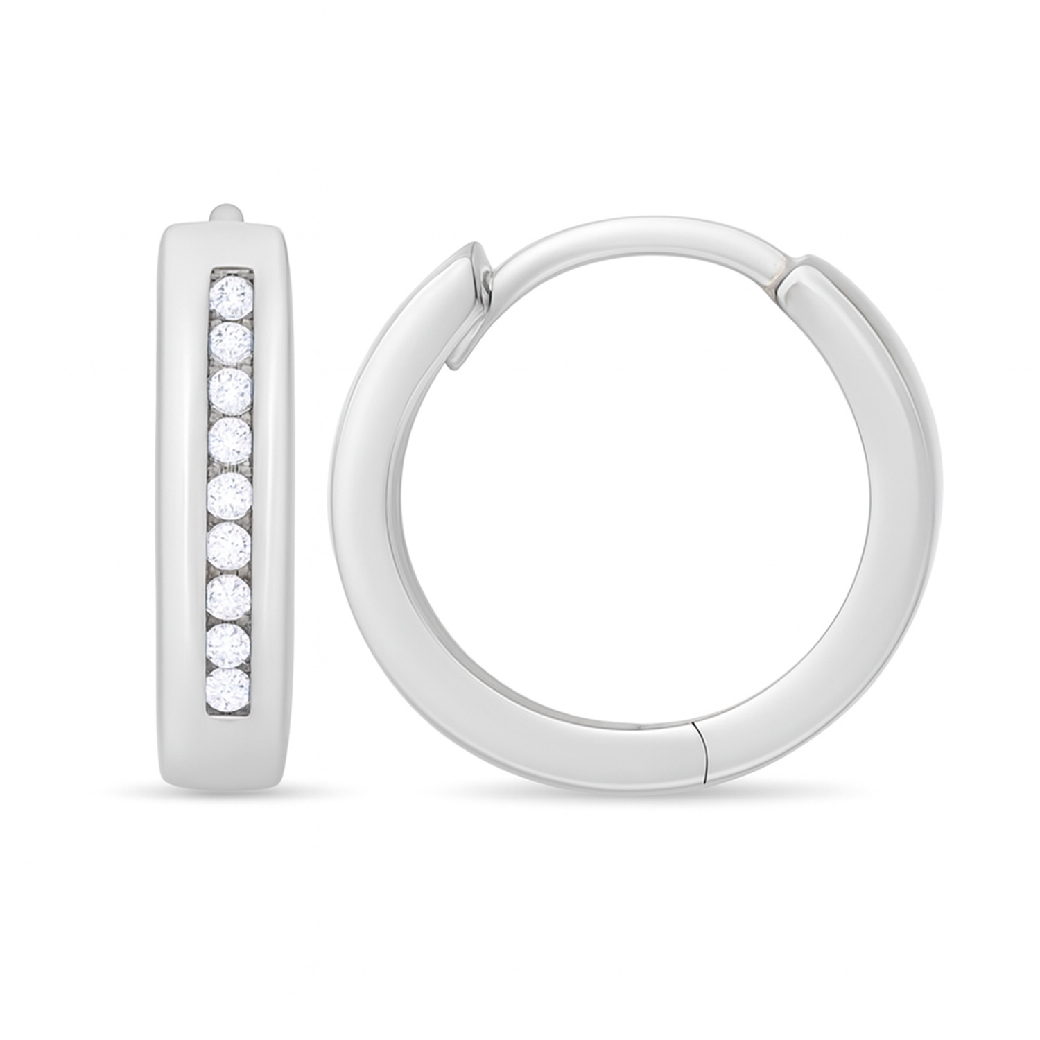 Kleine Creolen aus 925 Silber mit Zirkonia, Schnappverschluss