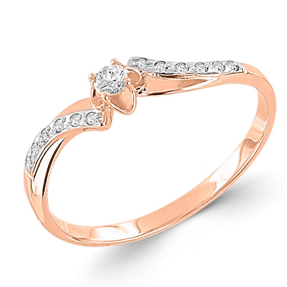 Damenring aus Rotgold 585, mit Brillanten 0,11 ct. WSI