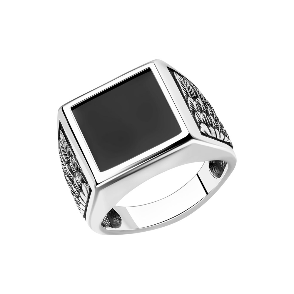 Ansprechender Herrenring, Silber 925, Onyx schwarz 15x15 mm, das Gewicht ca. 9,2  Gramm