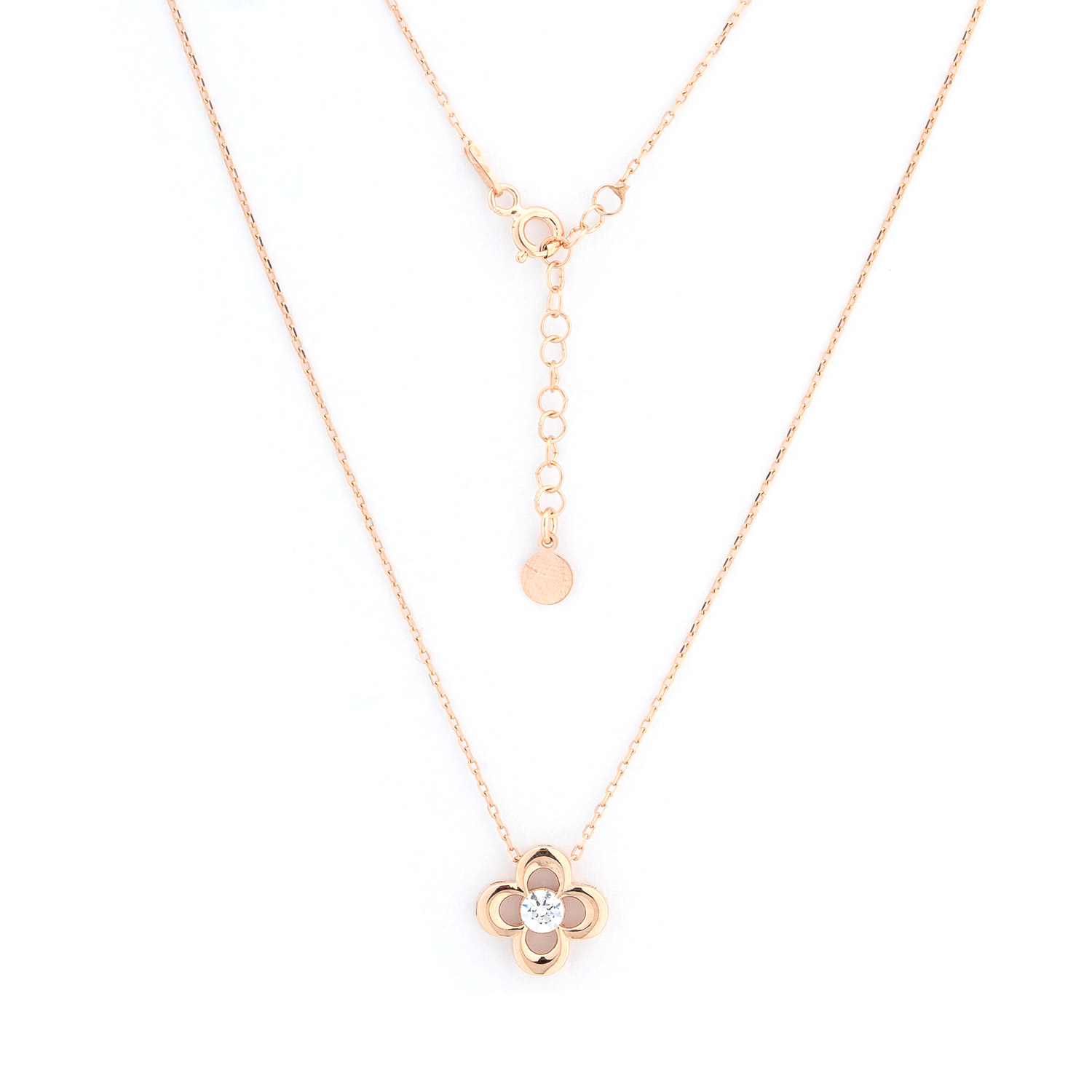Collier aus 925 Silber mit einem Blumen-Anhänger aus Swarovski Zirkonia, vergoldet