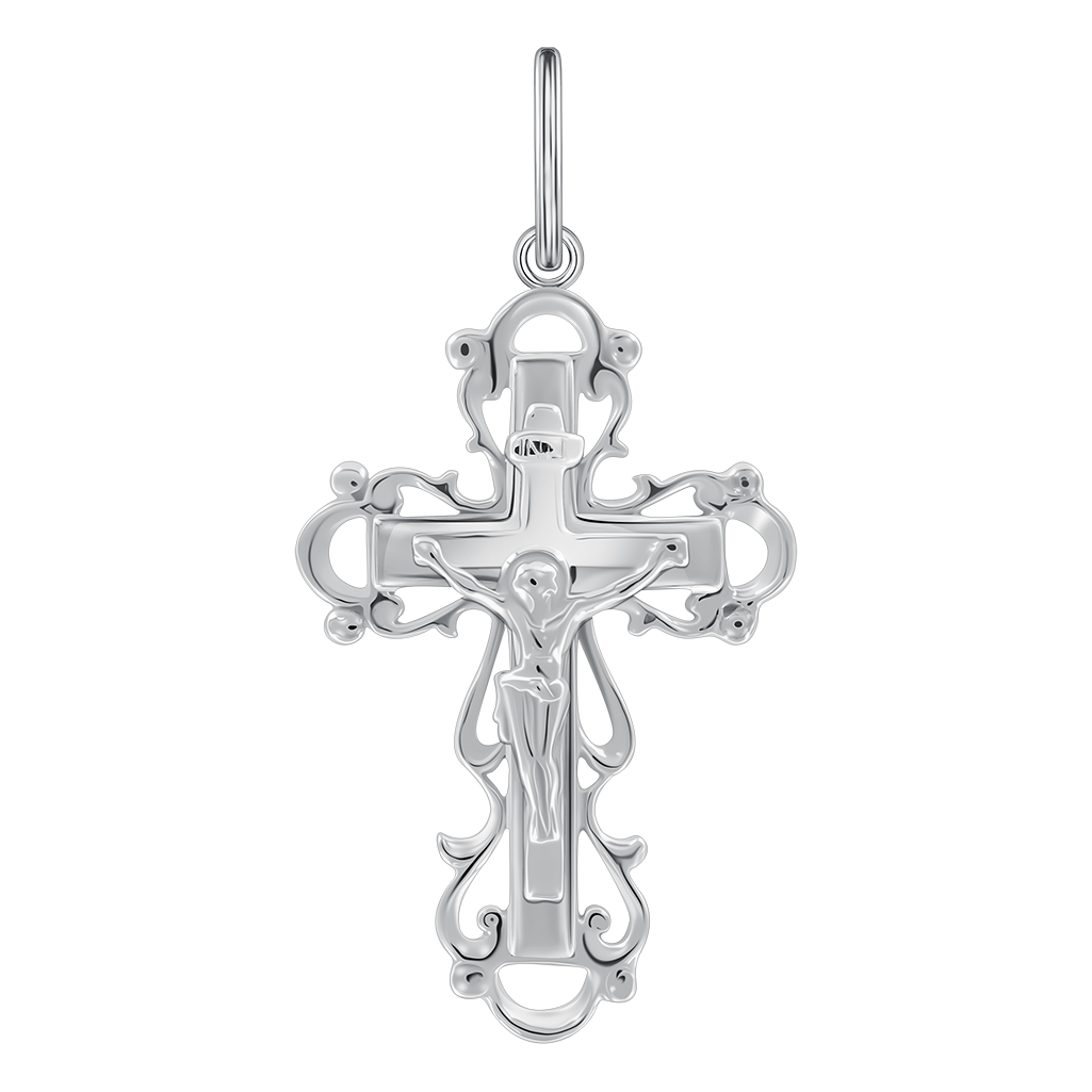 Orthodoxer Kreuzanhänger aus Silber 925 mit Kruzifix, Höhe ca. 33 mm