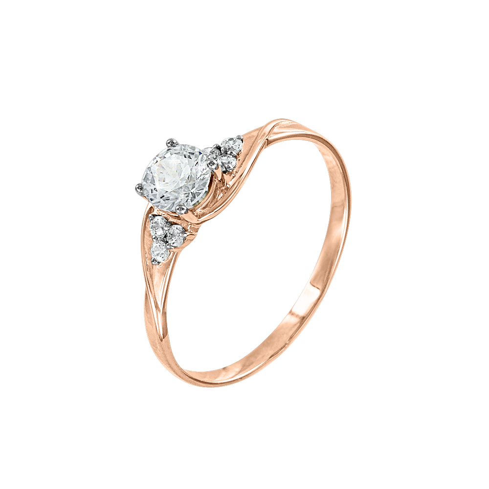 Schöner Damenring aus Rotgold 585, mit Swarovski Zirkonia
