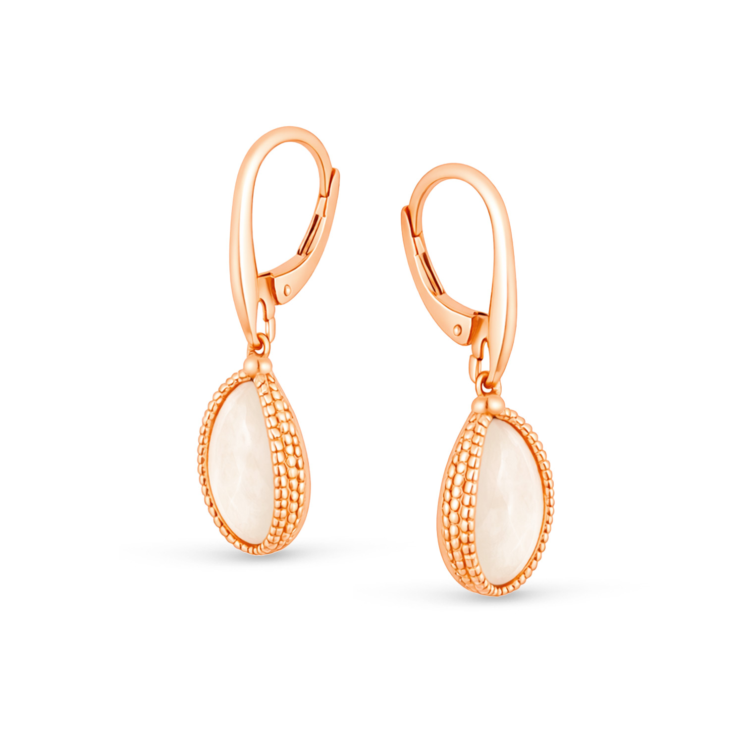 Ohrringe aus 925 Silber, rotvergoldet mit rose Quarz