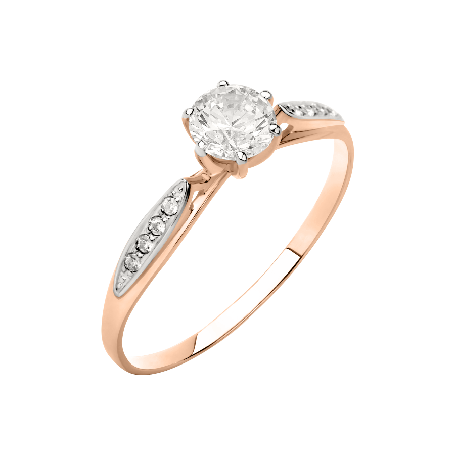 Damenring aus Rotgold 585, mit Zirkonia Swarovski Durchmesser ca. 5 mm