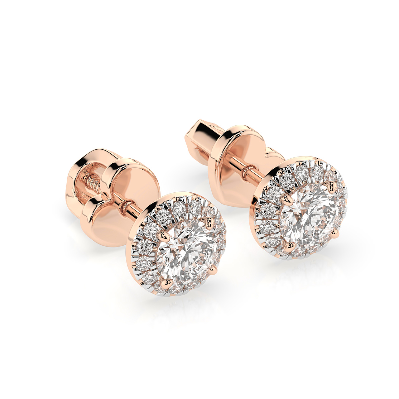 Ohrstecker aus 585 Rotgold, mit Brillanten 0,54 ct. GSI, Durchmesser ca. 5 mm