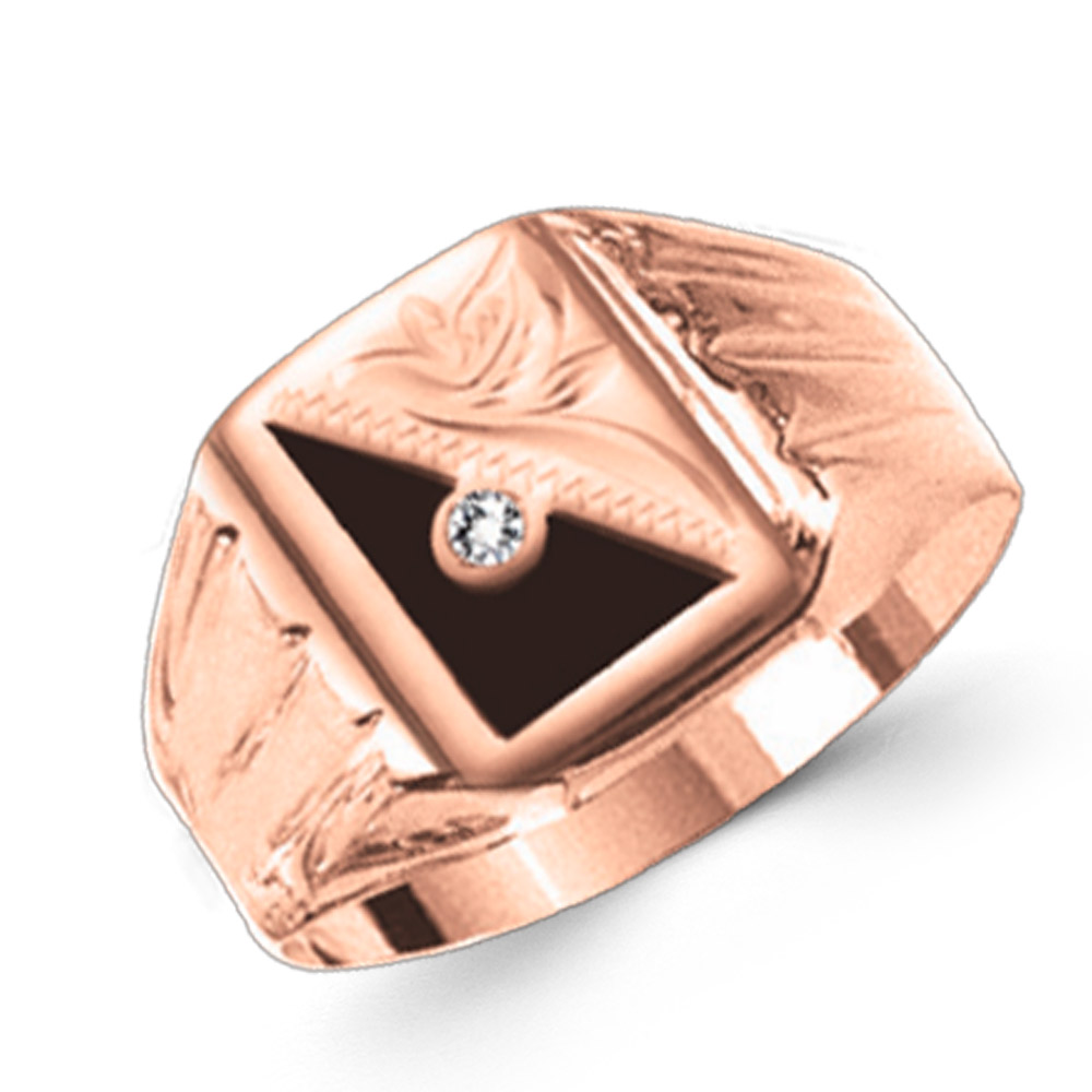 Ertsklassiger Herrenring, Rotgold 585, mit Zirkonia