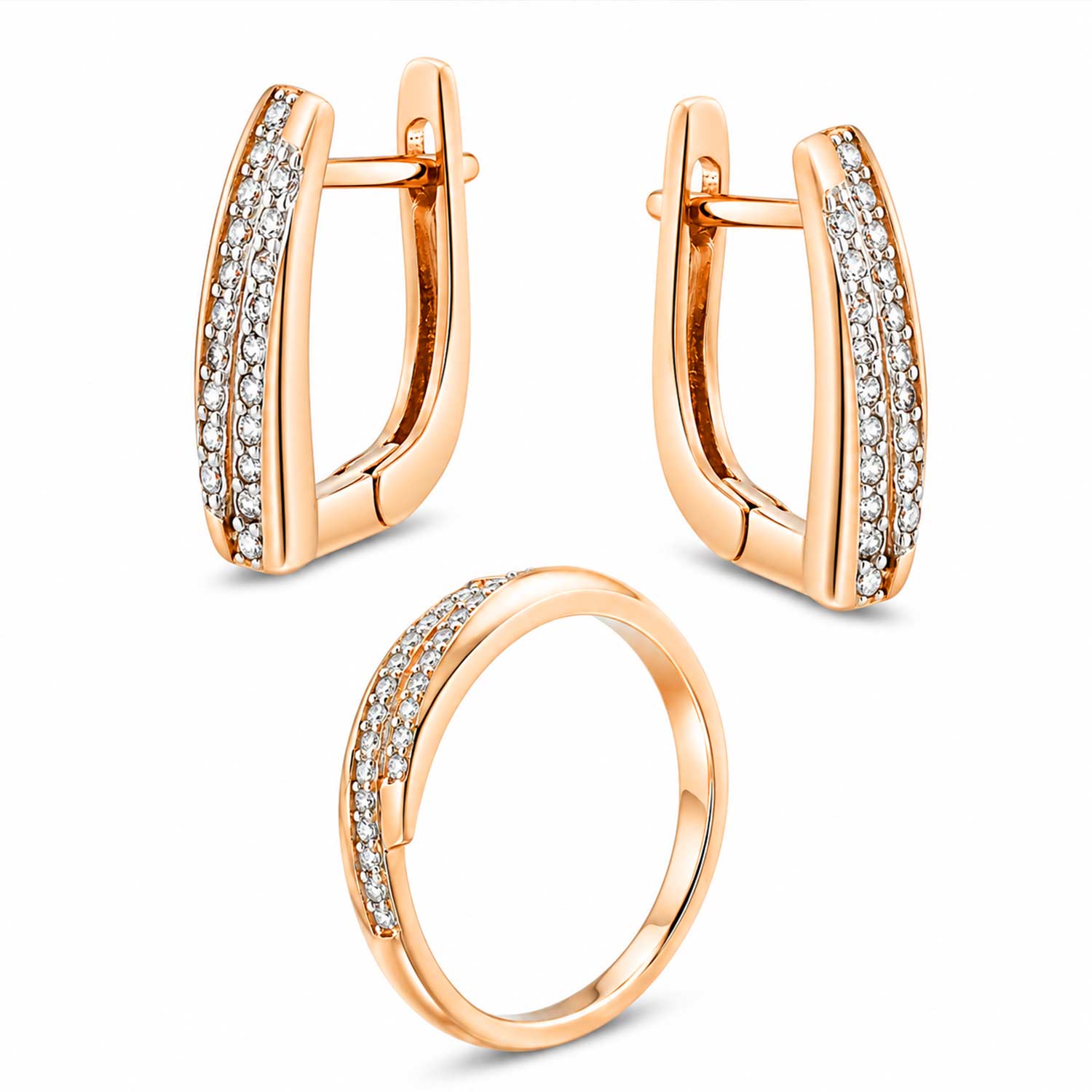 Schmuckset aus 925 Silber mit Zirkonia – Ohrringe & Damenring