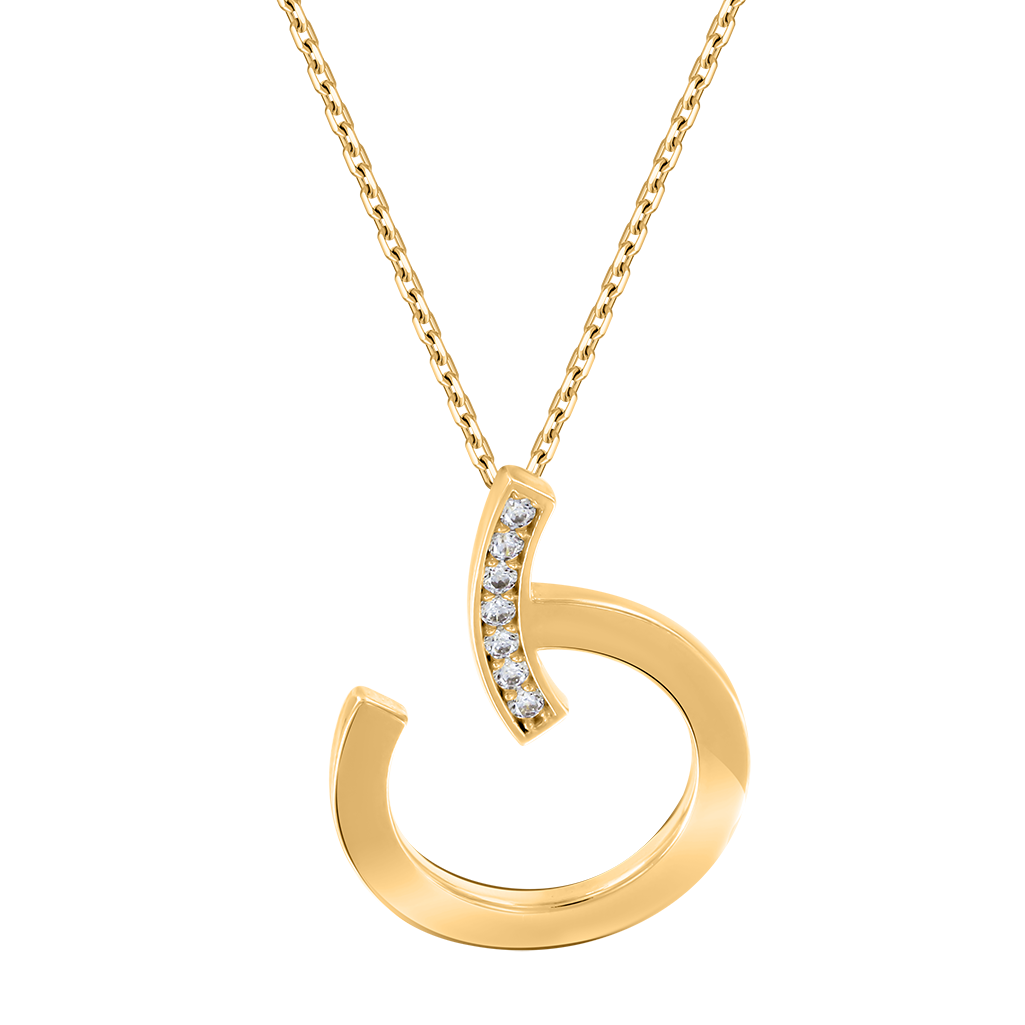 Attraktive Kette mit Anhänger aus Gelbgold 585, mit Zirkonia, Durchmesser ca. 15 mm, Kettenlänge ca. 42-45 cm