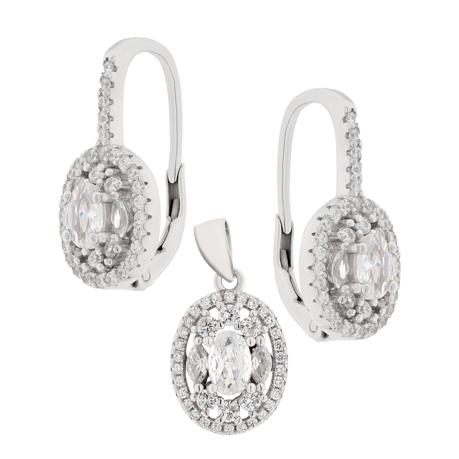 Schmuckset aus 925 Silber Ohrringe + Anhänger mit Zirkonia