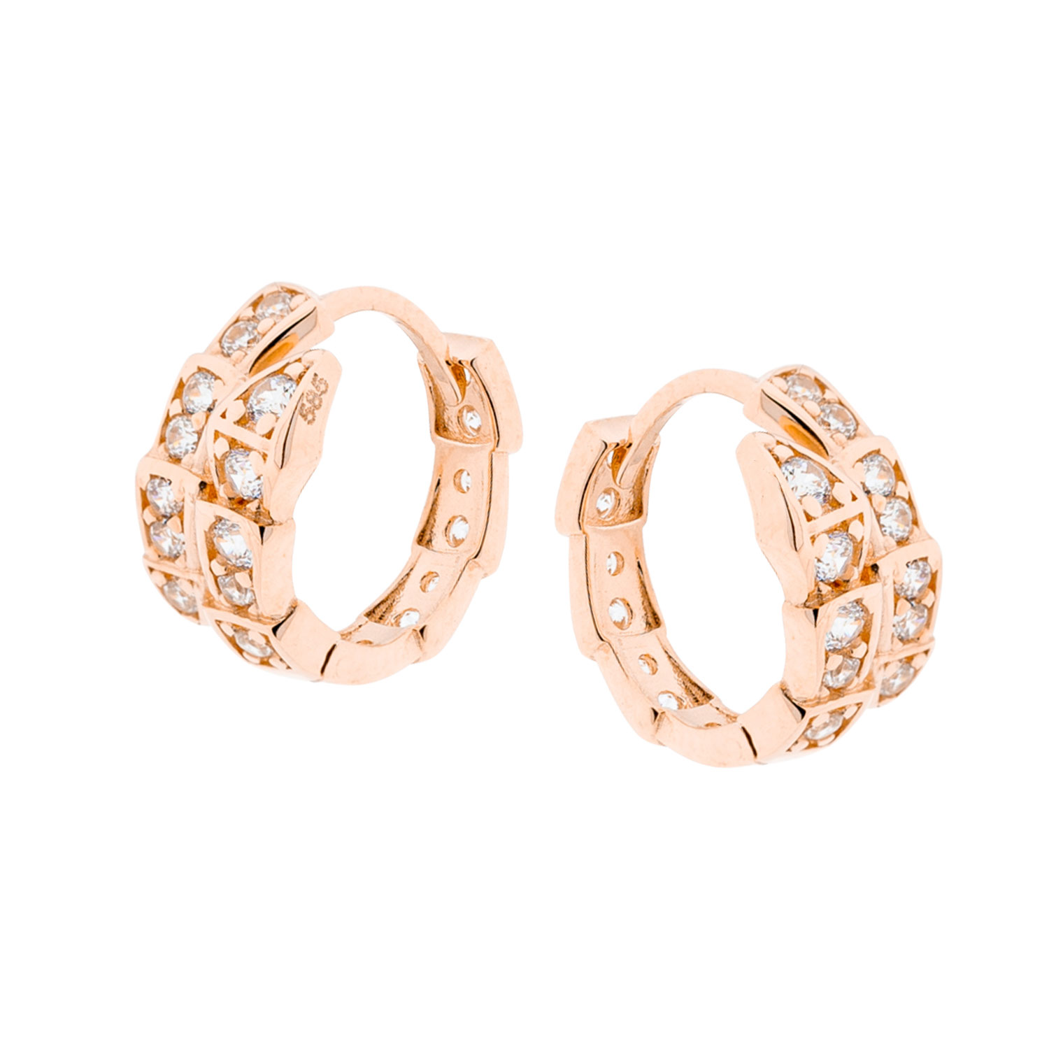 Ohrringe aus 585er Rotgold mit Zirkonia im extravaganten Design