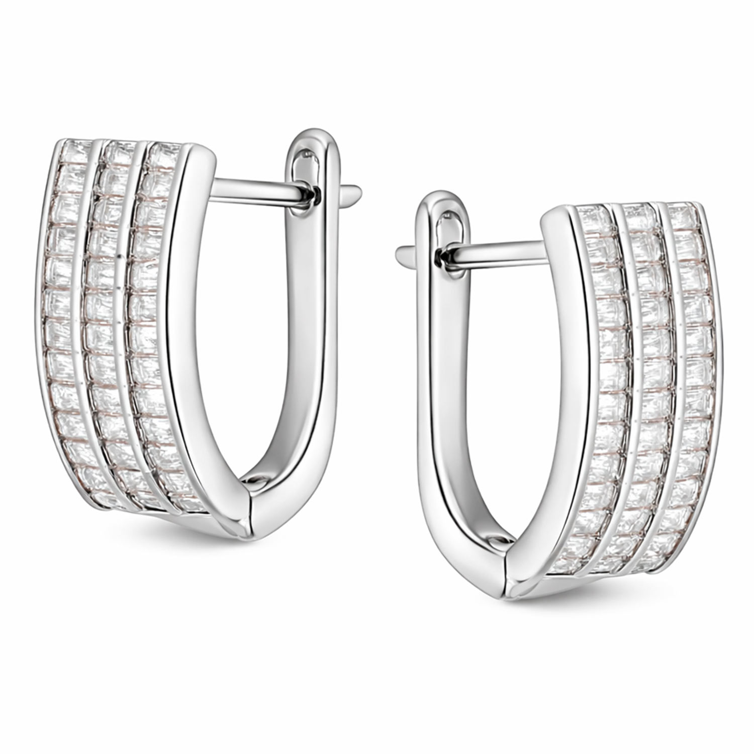 Ohrringe aus 925 Silber mit kleinen rechteckigen Zirkonia übersät
