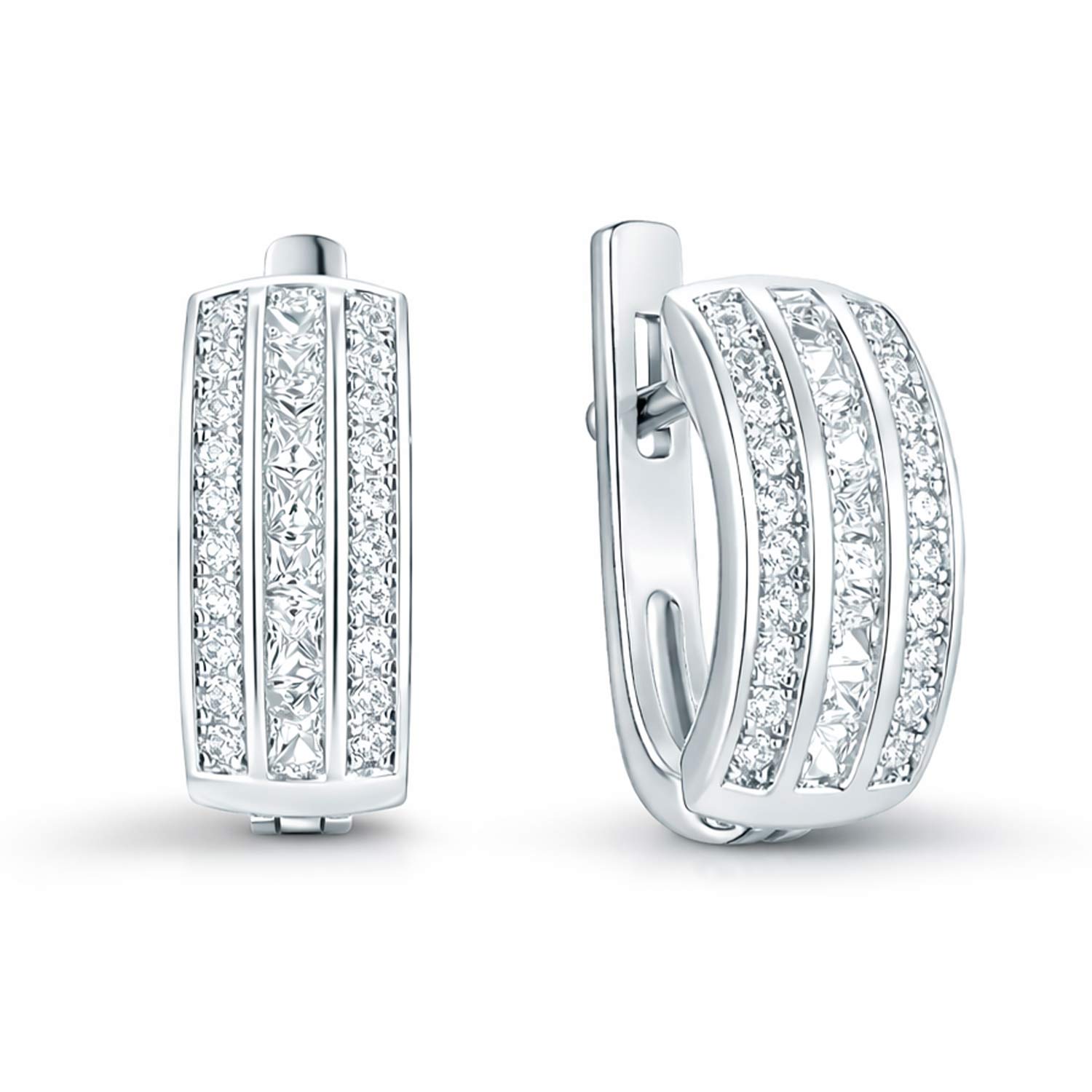 Sokolov halbrunde Ohrringe aus 925 Silber mit Zirkonia