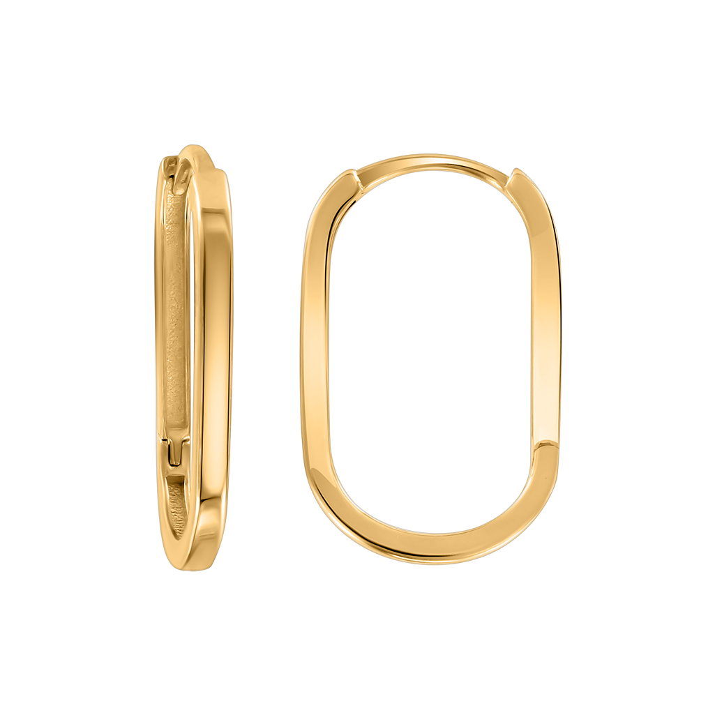 Elegante Kongo-Ohrringe aus Gelbgold 585 mit ovaler Silhouette, Höhe ca. 19 mm