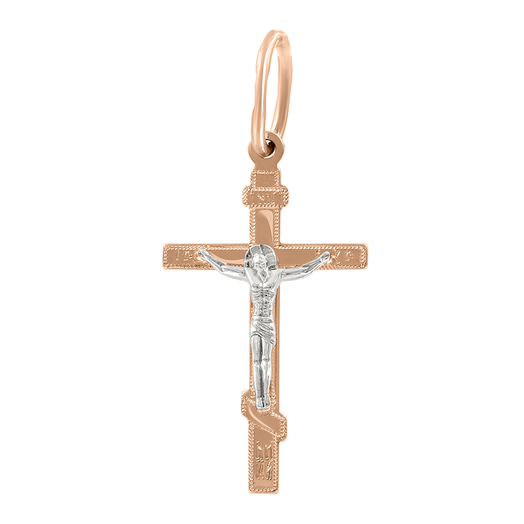 Anhänger - Kreuz mit Kruzifix in 585 Rot- und Weißgold