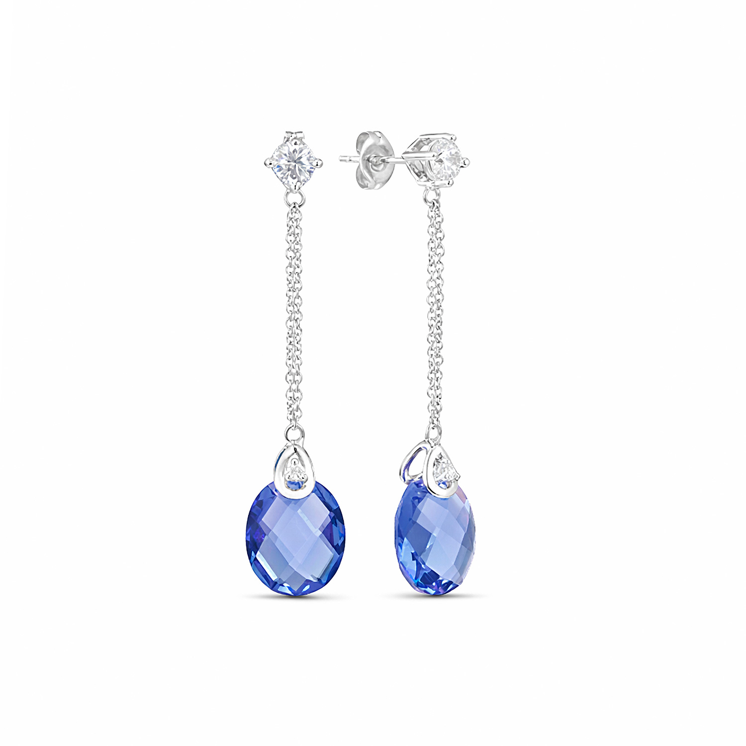Sokolov Ohrhänger aus 925 Silber mit blauen Tansaniten und farblosen Zirkonia