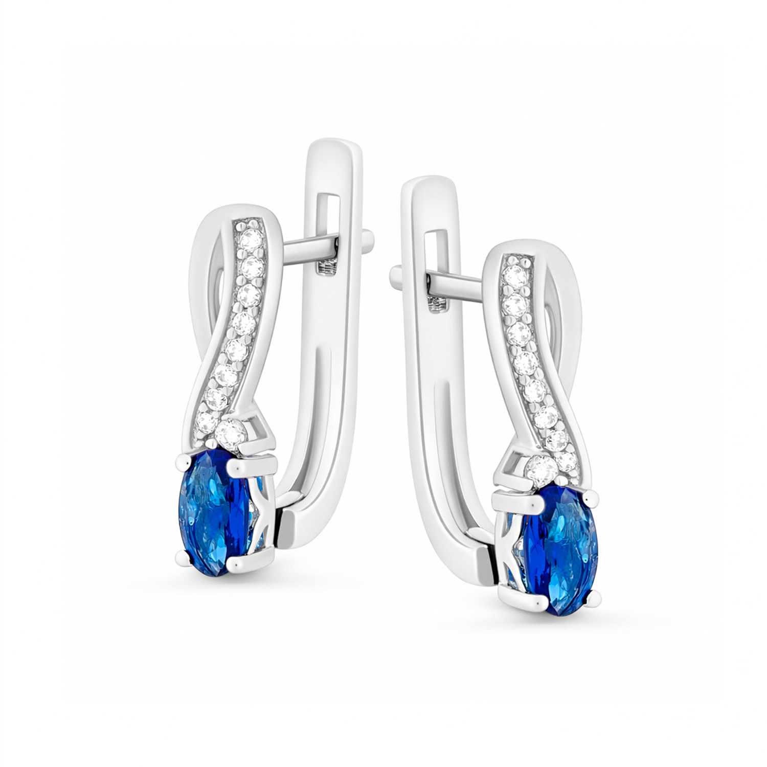 Sokolov Ohrringe aus 925 Silber mit blauen Kristallen und farblosen Zirkonia
