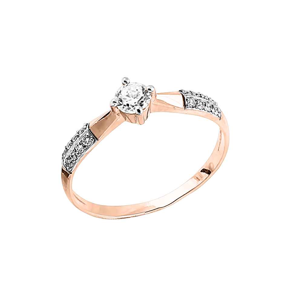 Wunderschöner Damenring aus 585er Rotgold mit Zirkonia