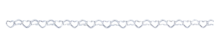 Fusskette Herz-Kette aus 925 Silber, Karabinerverschluss, Kettenbreite 3.6 mm