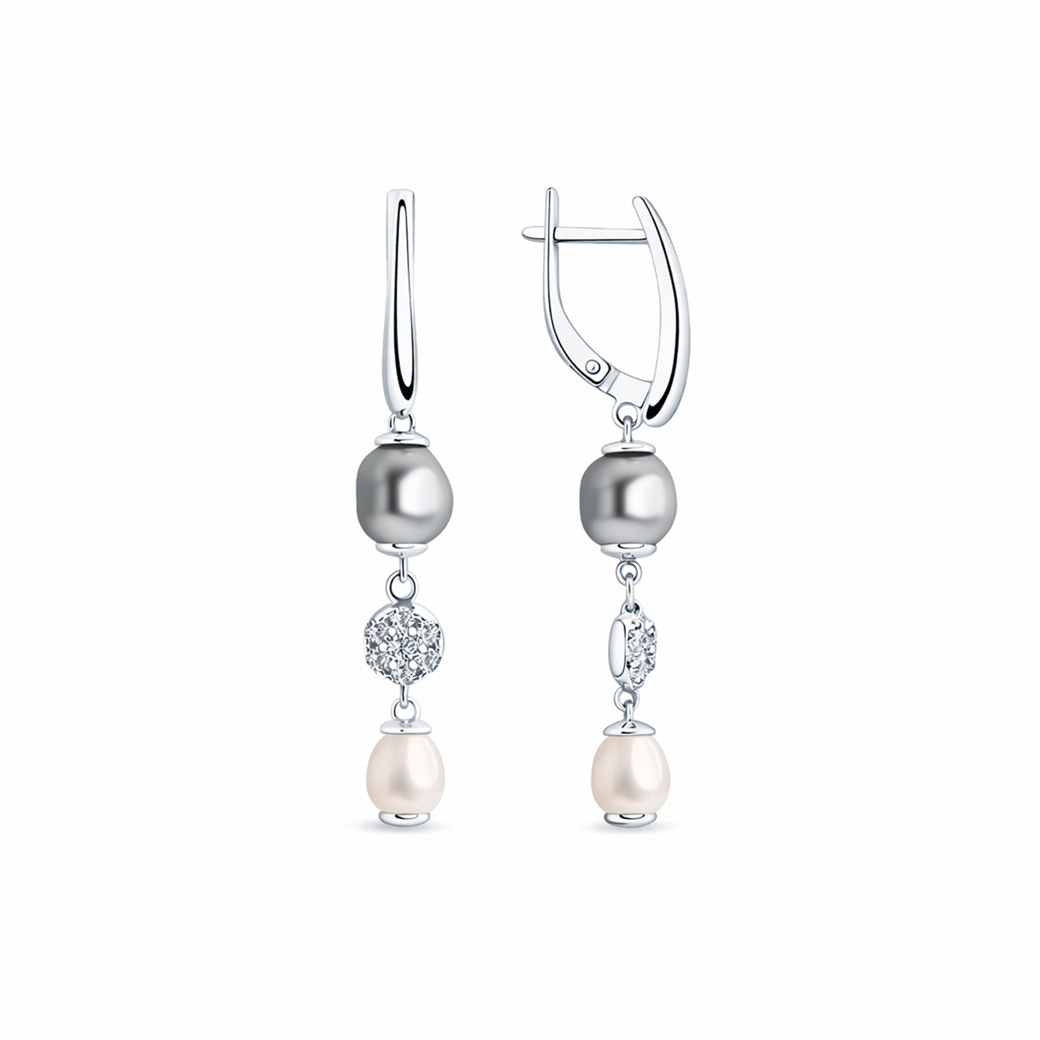 Sokolov Ohrhänger aus 925 Silber mit Zirkonia und Perlen