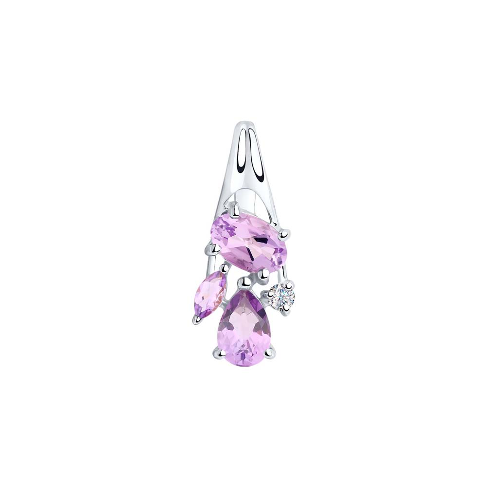 Charmantes Anhänger in Silber 925, mit Amethysten und Zirkonia, Höhe ca. 17 mm
