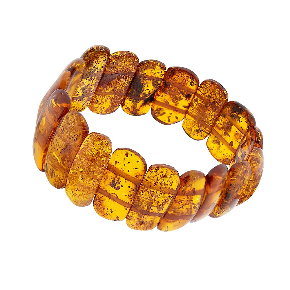 Stretch-Armband aus Naturbernsteinen in Cognacfarbe