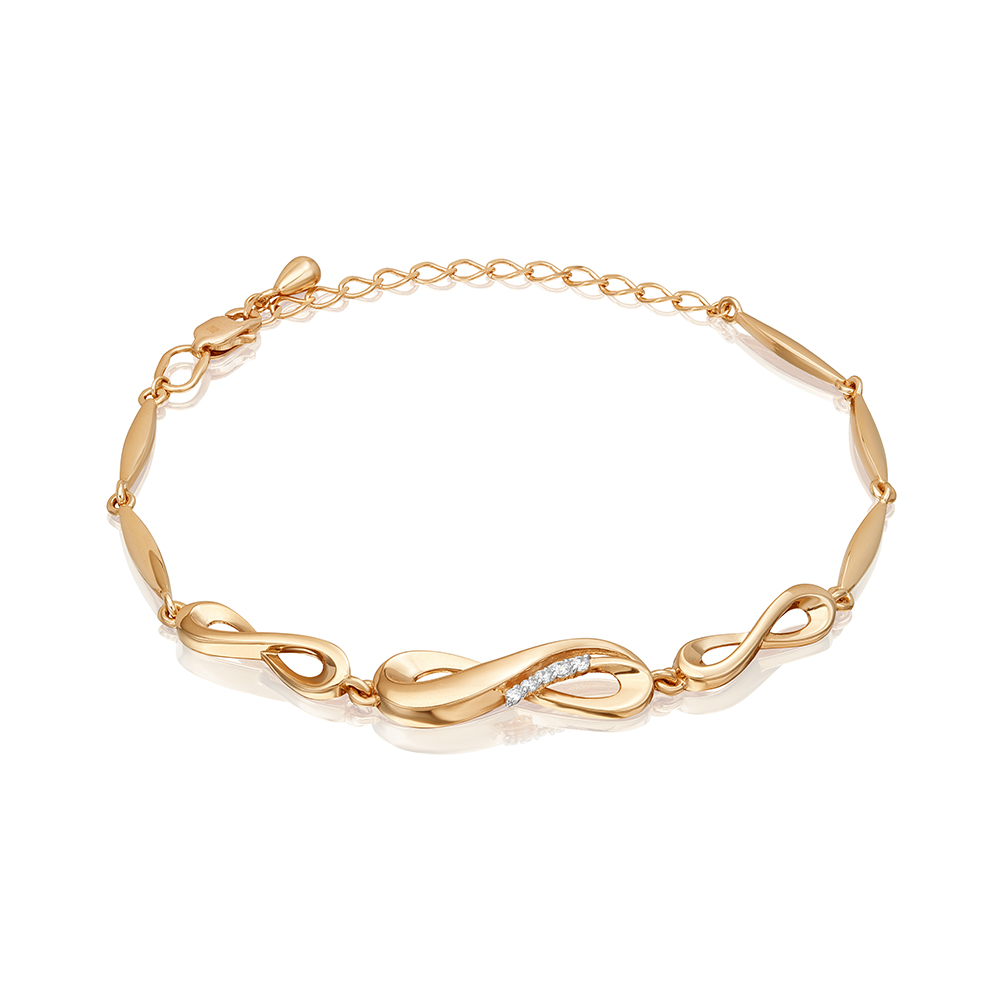 Elegantes Armband aus 585 Rotgold mit Unendlichkeits-Element und Zirkonia