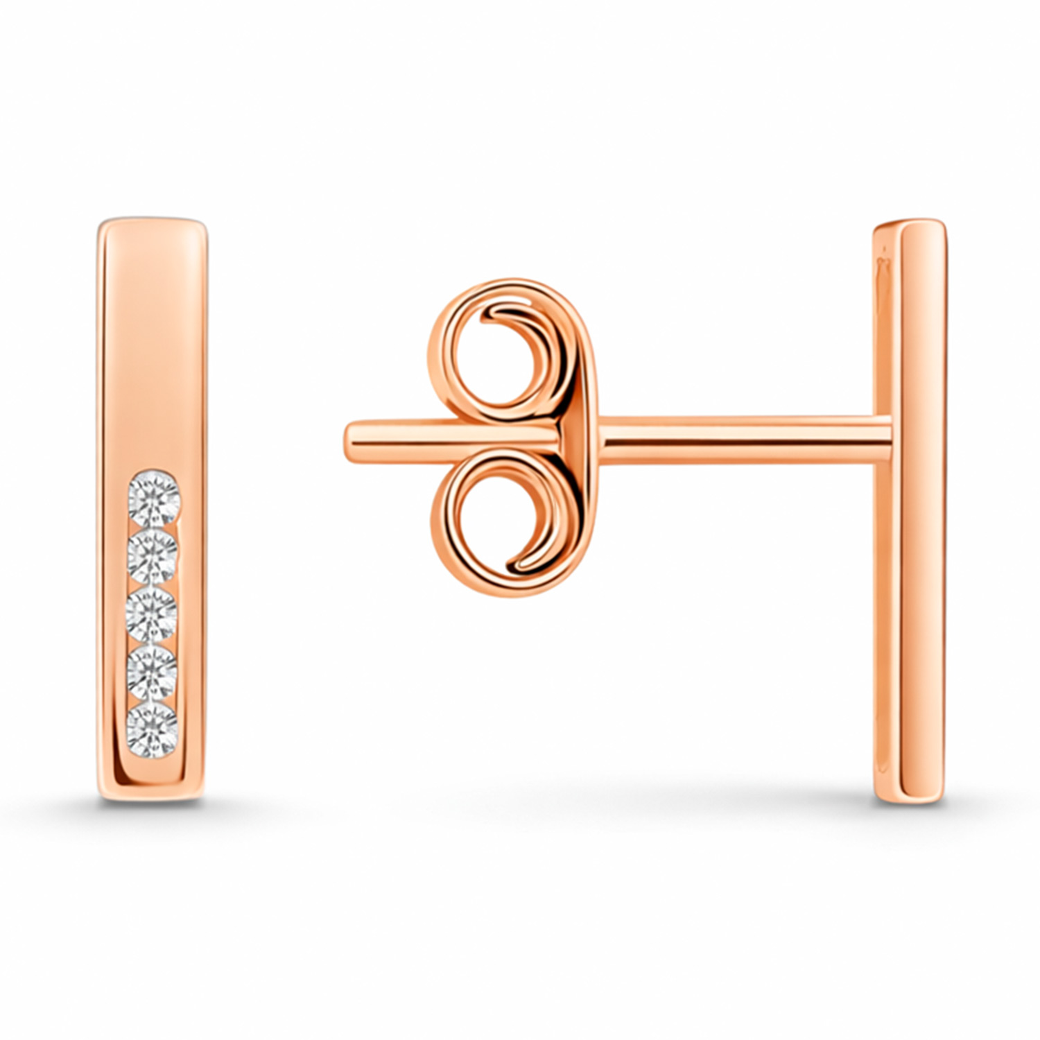 Ohrstecker aus 585 Rotgold mit Zirkonia, Höhe ca. 10 mm