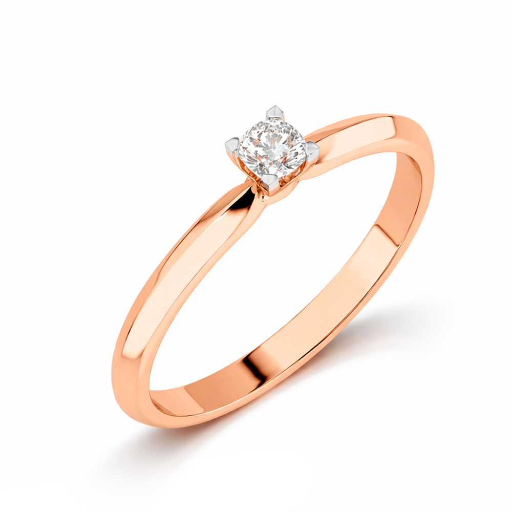 Verlobungsring aus 585 Rotgold mit Brillant ca. 0,10 ct. GSI