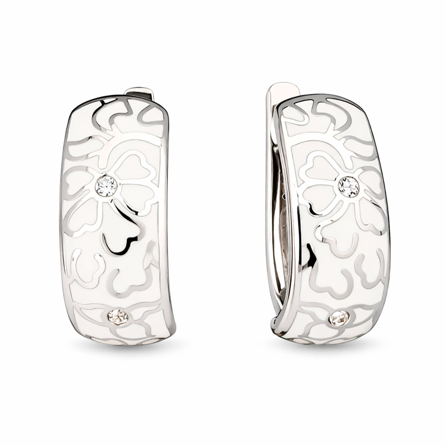 Ohrringe aus 925 Silber mit Zirkonia und weißer Emaille