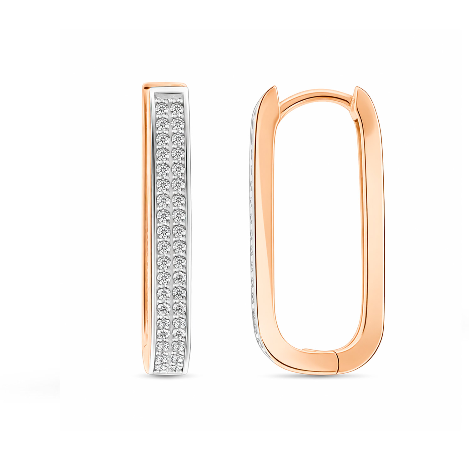 Elegante Ohrhänger aus 585 Rotgold mit Zirkonia, Höhe ca. 22 mm