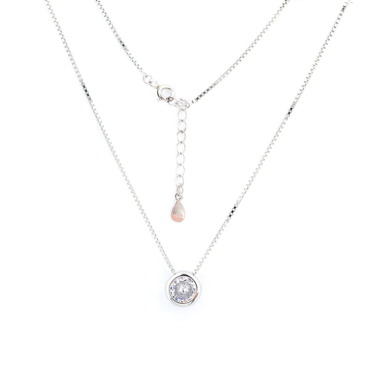 Collier aus 925 Silber mit einem runden Zirkonia in Lünettenfassung