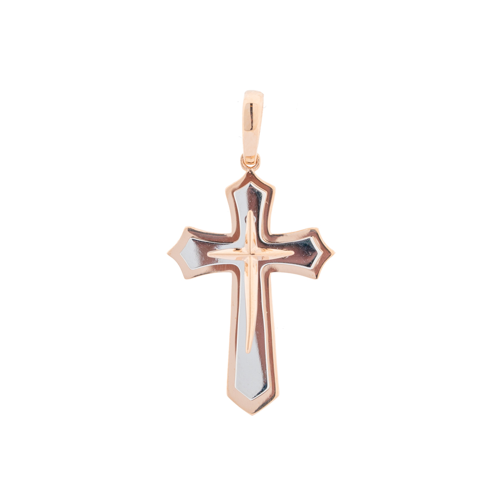 Anhänger Kreuz im Kreuz aus 585 Rotgold und Titanstahl