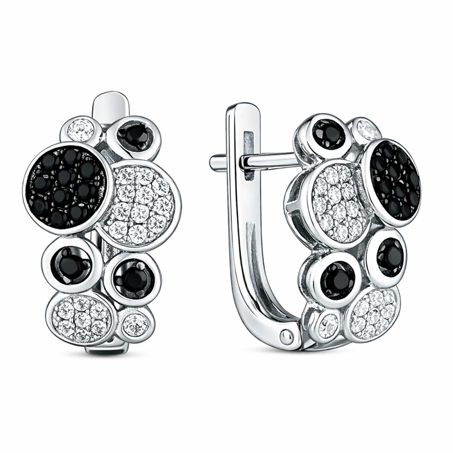 Sokolov Ohrringe aus 925 Silber mit Zirkonia und schwarzen Spinellen