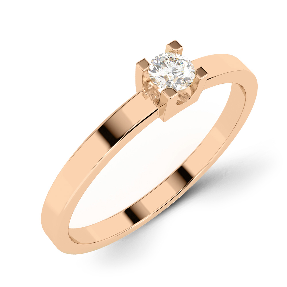 Damenring aus 585er Rotgold mit Brillant 1 Stück ca. 0,1 ct. GSI, Durchmesser ca. 3 mm