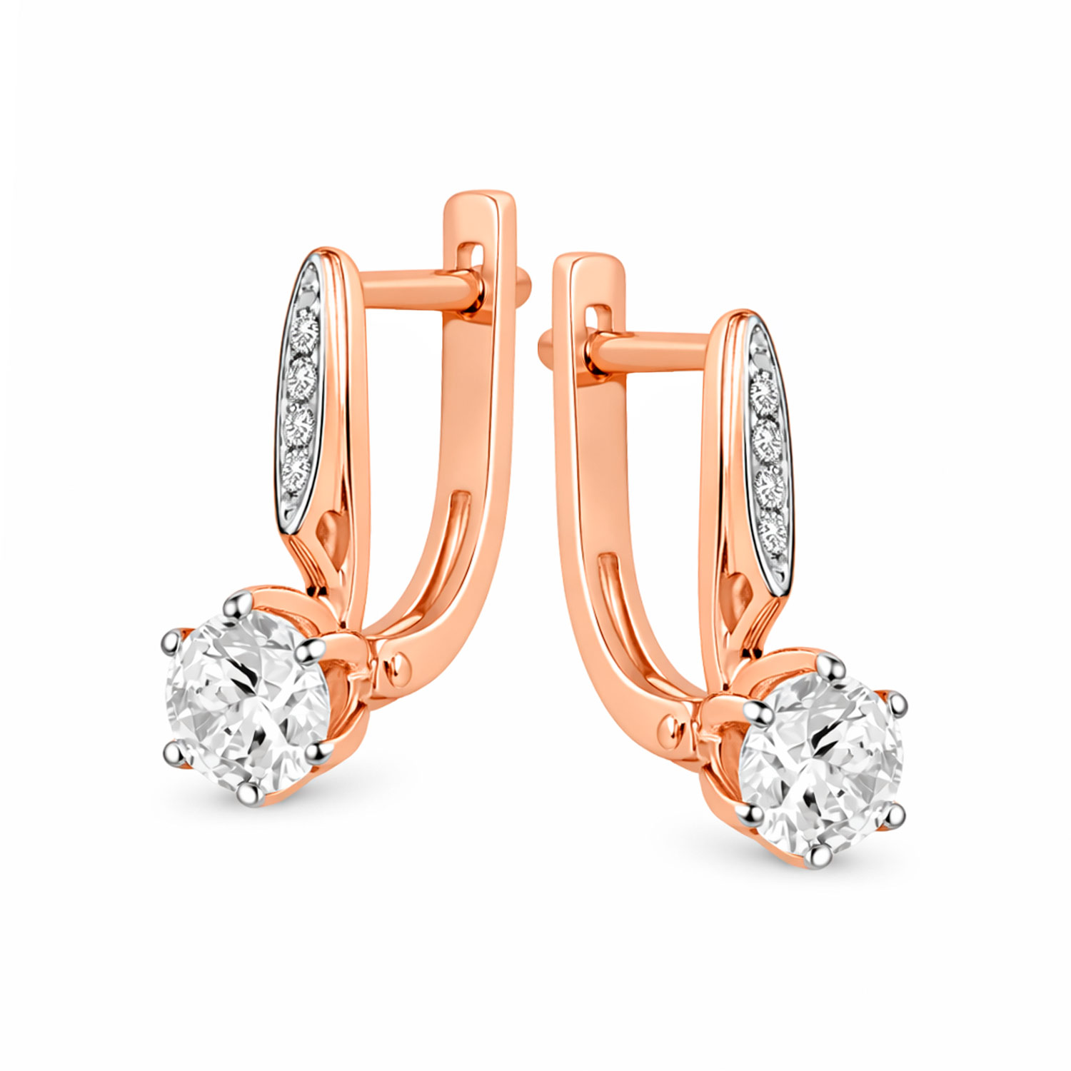 Feine Ohrringe aus 585er Rotgold mit Zirkonia Swarovski