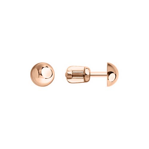 Klassische kugelförmige Ohrstecker aus Rotgold 585, Durchmesser ca. 6 mm