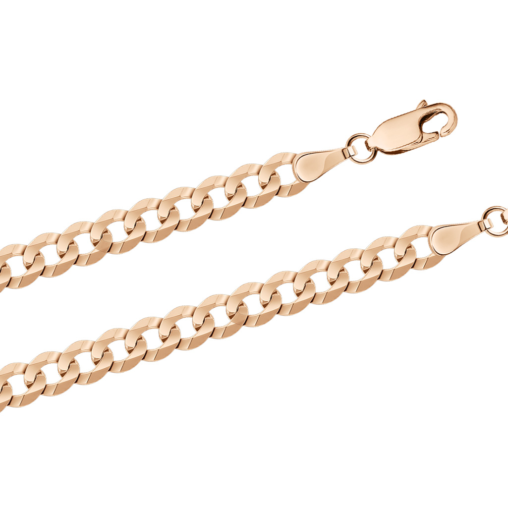 Ausgezeichnete Kette und/oder Armband aus Russischem Rotgold 585, Panzer-Flechtung mit Diamantschliff, Breite ca. 4 mm, Gewicht in 19 cm ca. 4,2 gr., Gewicht in 45 cm ca. 9,2 gr.