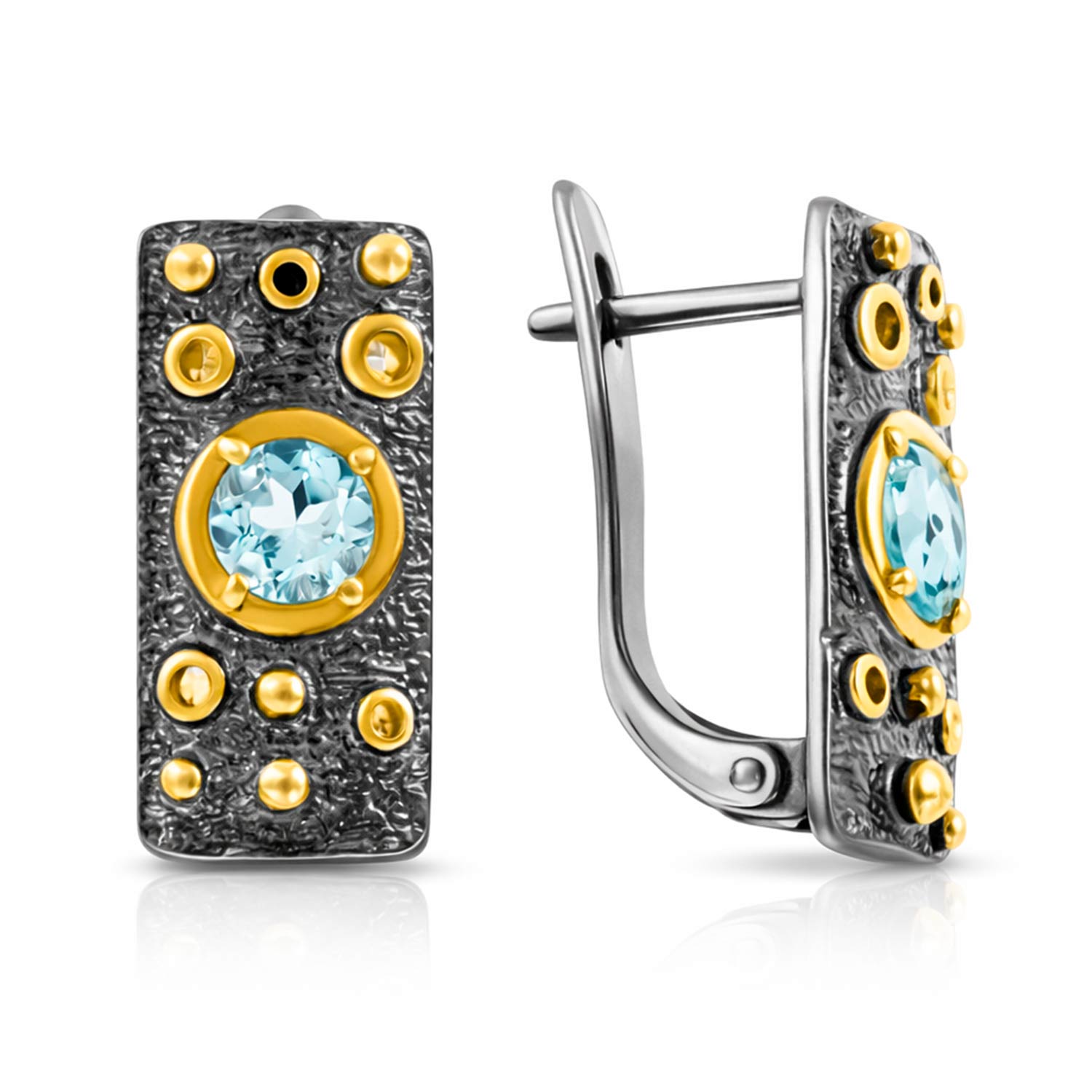 Fantastische Ohrringe aus 925 Silber, vergoldet, rhodiniert, mit Topas, Höhe ca. 20 mm