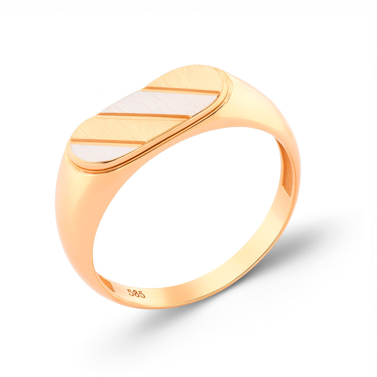 Zweifarbiger Ring aus 585 Rotgold, Größe 32 mm